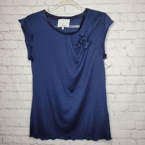 3.1 Phillip Lim Blue Ruffle Sleeves Silk Cotton Blouse Top Size M